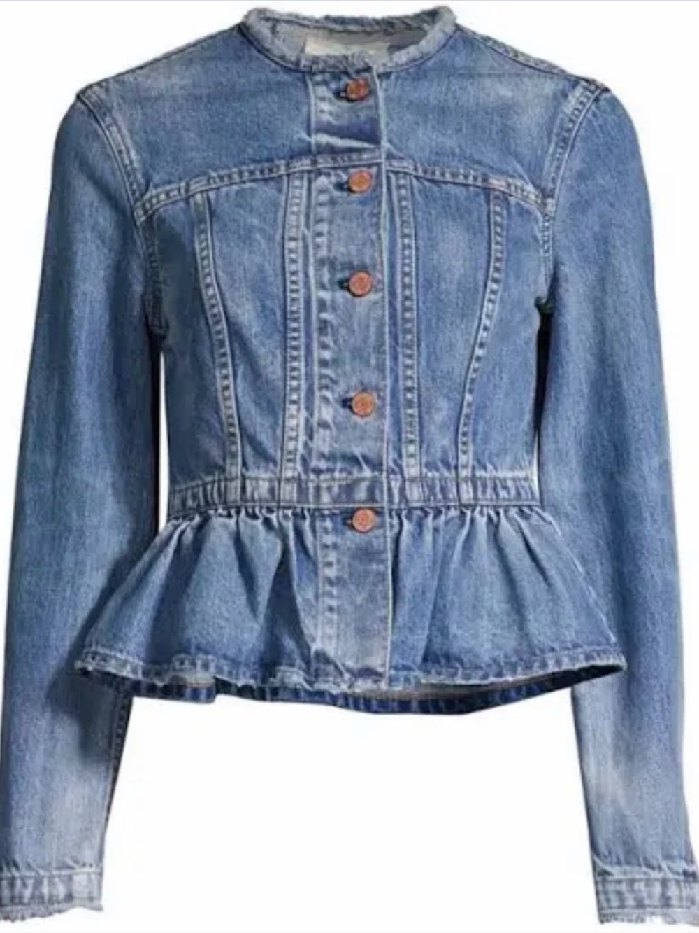 La Vie Rebecca Taylor Feminine Peplum Denim Jacket Size Small